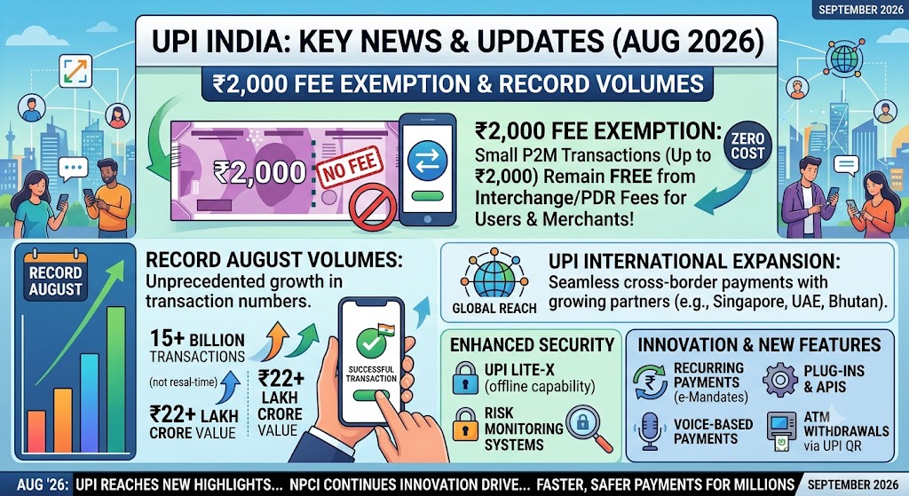 UPI News India: ₹2,000 Fee Exemption, Record August Volumes & More blog