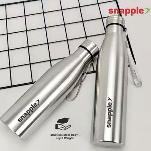 Snapple Tag Stainless Steel Water 1000 ml Bottle (Pack of 2, Silver, Steel